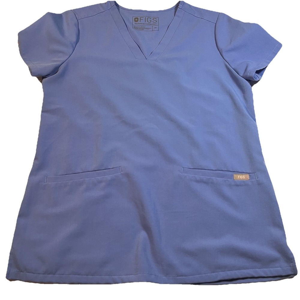 FIGS Top Sz Extra Small Blue Technical Collection Scrub FW1100 CASMA Pockets EUC